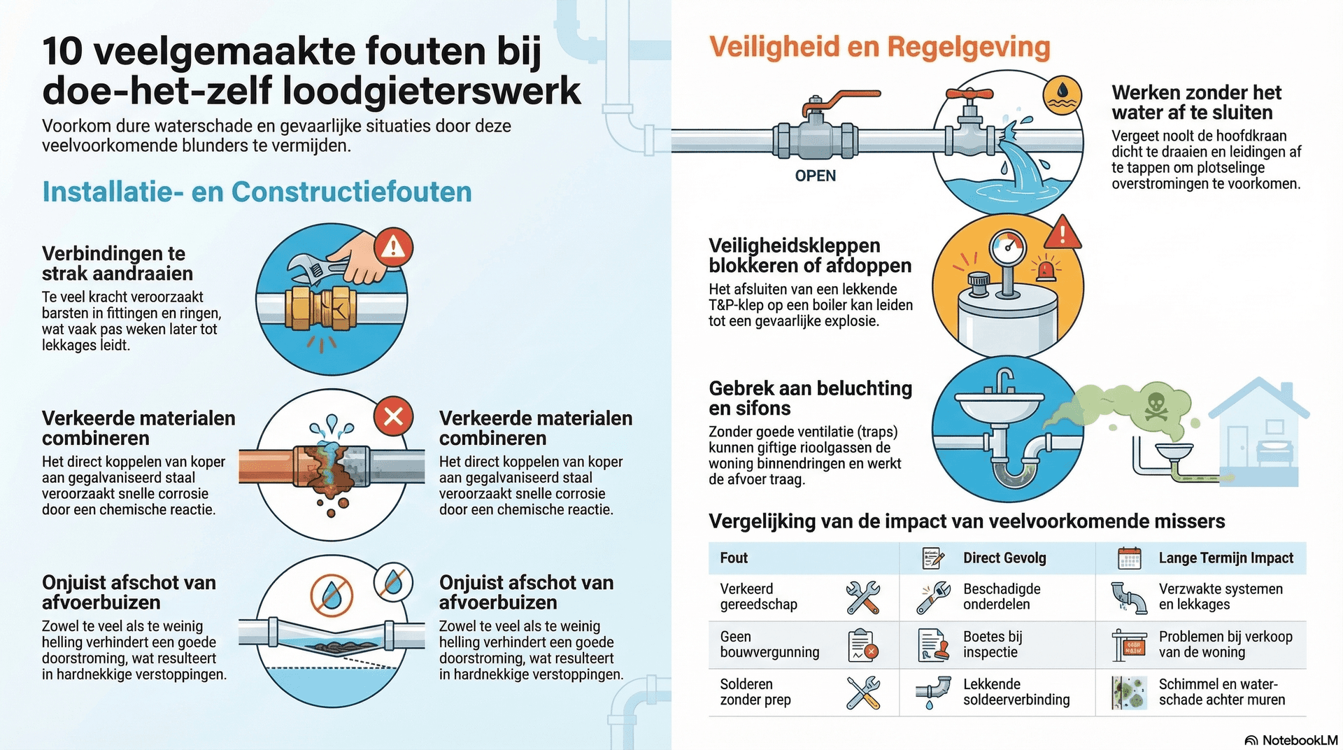 10 veelgemaakte fouten bij doe‑het‑zelf loodgieterswerk (en hoe je ze voorkomt)