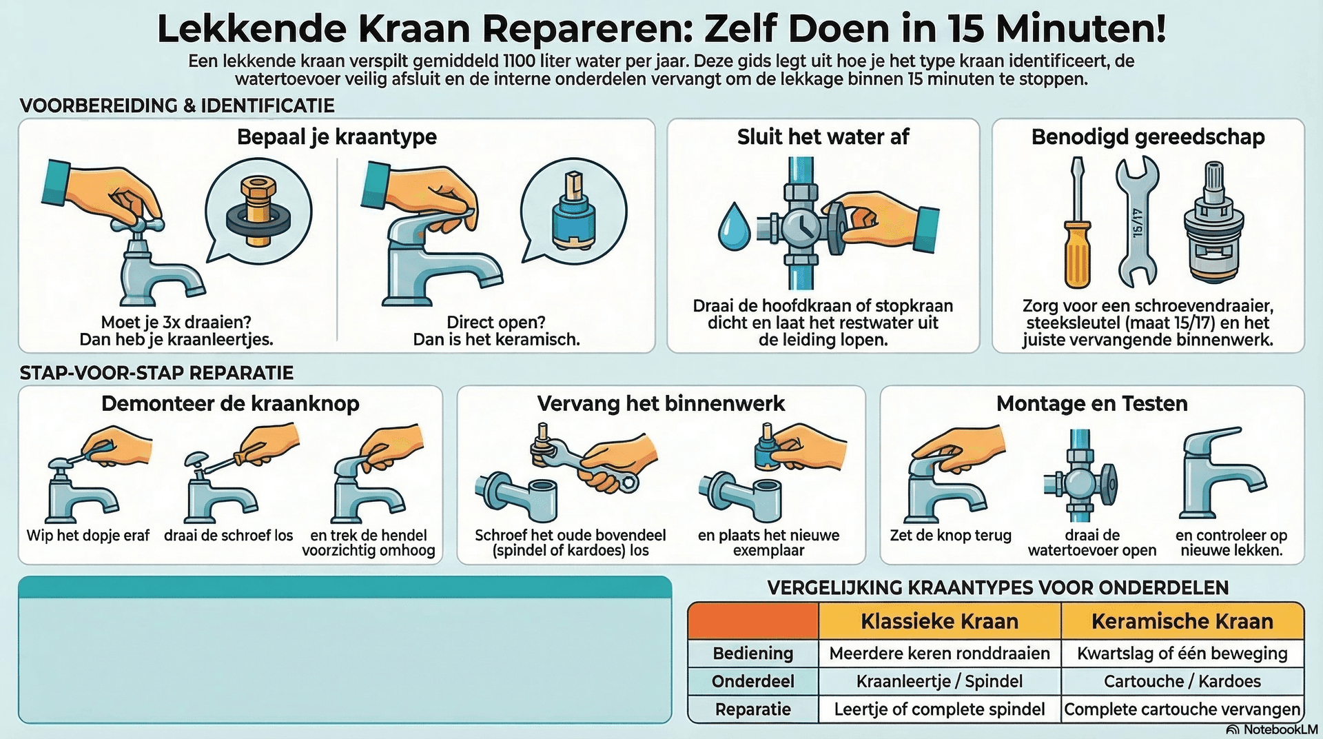 Zelf Lekkende Kraan Repareren: 15 Min DIY Zonder Loodgieter